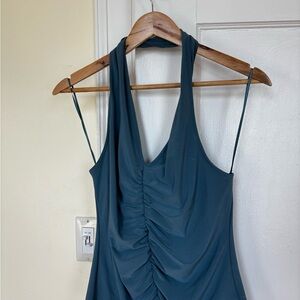 Teal Ruched Halter Top